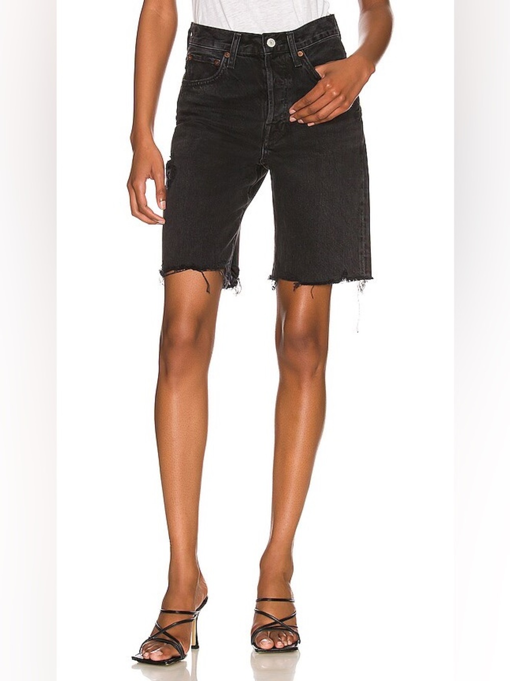 AGOLDE Cut Off Shorts Women’s Ira Mid Rise Loose Short in Pulse Black Size 33